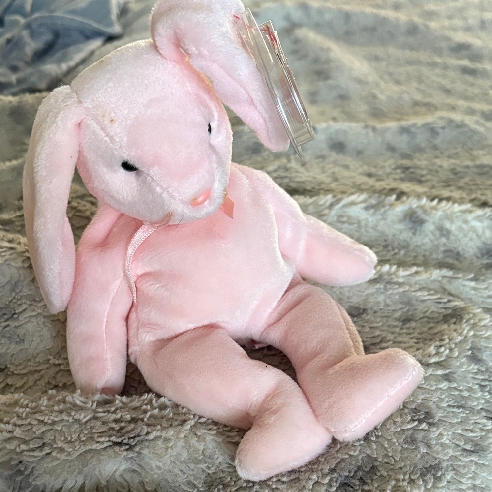 Pink Plush Bunny Toy vintage rare bunny with tags still attached.